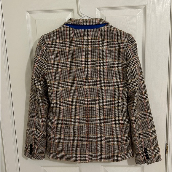 J.Crew Regent Blazer Jacket Plaid Houndstooth Wool Blue Stand Collar New Size 6 - Picture 6 of 12